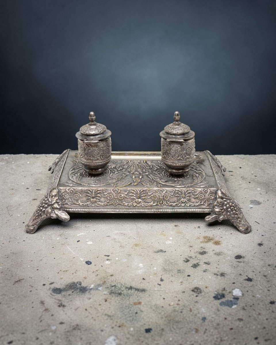 Calamaio In Metallo Argentato  - XIX Secolo -photo-3